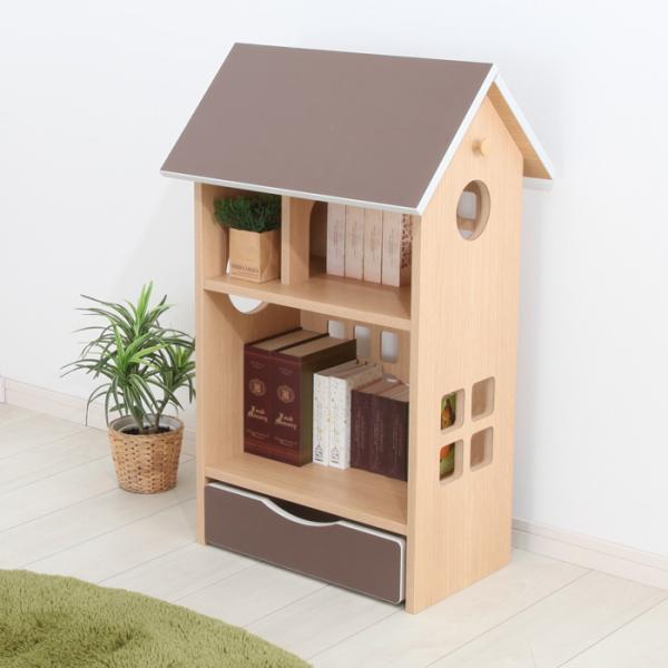 子供用収納棚 キッズ ドールハウスシェルフ おままごと＆お片付け 完成品 かわいい ドールハウス型 ...