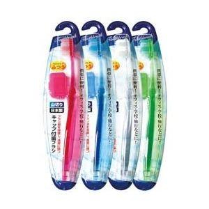 キャップ付歯ブラシ山切りカット（ふつう）日本製 色アソート 〔12個セット〕 41-209｜shop-easu01