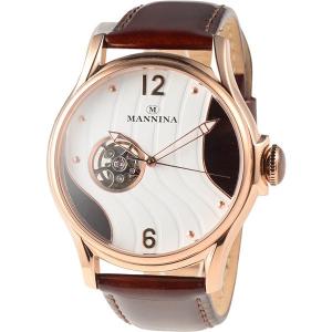 MANNINA(マンニーナ) 腕時計 MNN004-04 メンズ 正規輸入品 ブラウン（文字盤：ホワイト×ダークブラウン）｜shop-easu01
