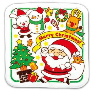 （まとめ）クリスマスタオルハンカチ（サンタとゆかいななかまたち）〔×50セット〕｜shop-easu01