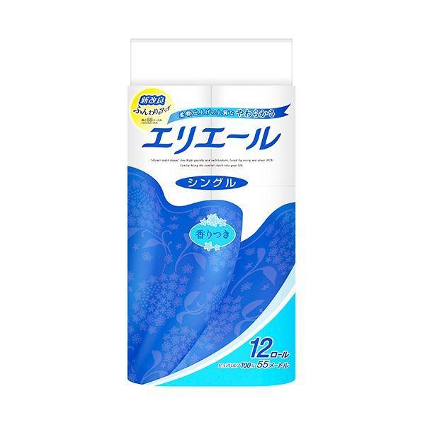（まとめ）大王製紙 エリエール トイレットティシュー シングル 55m 1パック（12ロール） 〔×...