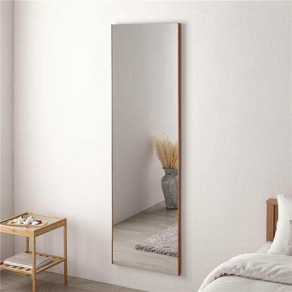 割れないミラー フィルムミラー 約50×160cm ナチュラル(木目調) 鏡 超軽量 壁掛け 立て掛...