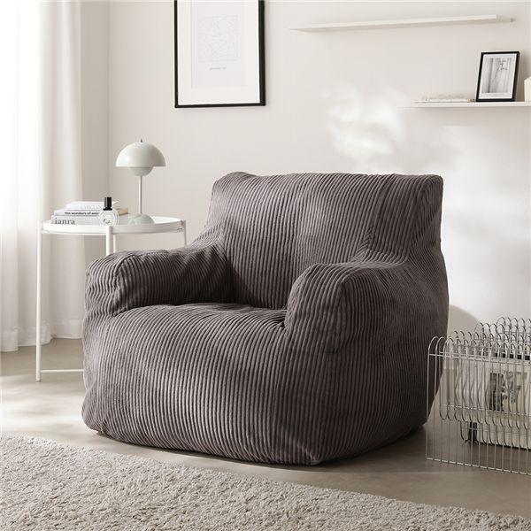 圧縮ウレタンクッションソファ 1人掛け 単品 コーデュロイ チャコールグレー