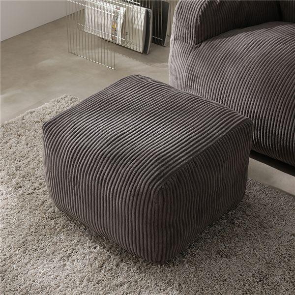 圧縮ウレタンクッションソファ オットマン 単品 コーデュロイ チャコールグレー