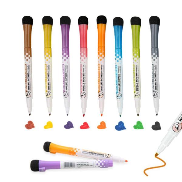 ALLMIRA ホワイトボード マーカー 極細 8本入り8色セット マーカーペン マグネット付き 丸...