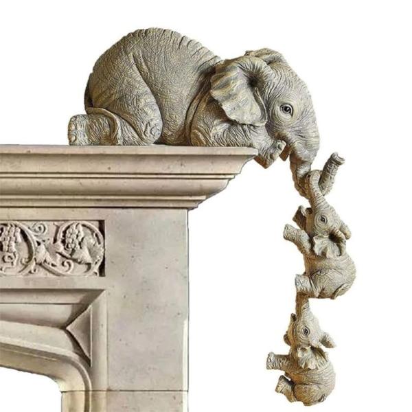 象の置物 3匹 ゾウの家族 象 置物 家の装飾品 ゾウ 象の彫刻 かわいい 動物 オブジェ 癒し ア...