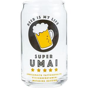 サンアート おもしろ食器 缶型 ガラス グラス 約360ml SUPER UMAI ビール 日本製 SAN3882-3｜shop-ermine