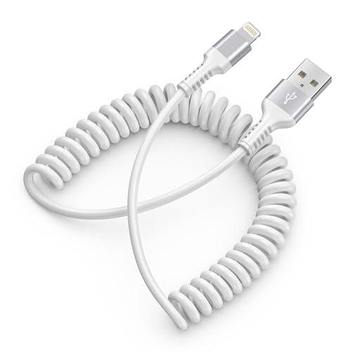 USB-A iPhone充電ケーブル コイル状 CarPlay対応 ＆ MFI認証 カールコード 2...