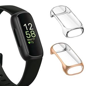 【2枚】NOOETAH ケース 対応 Fitbit Inspire 3 Watch TPU全面保護 耐衝撃 超薄型カバー (ローズゴールド+クリア)｜shop-ermine