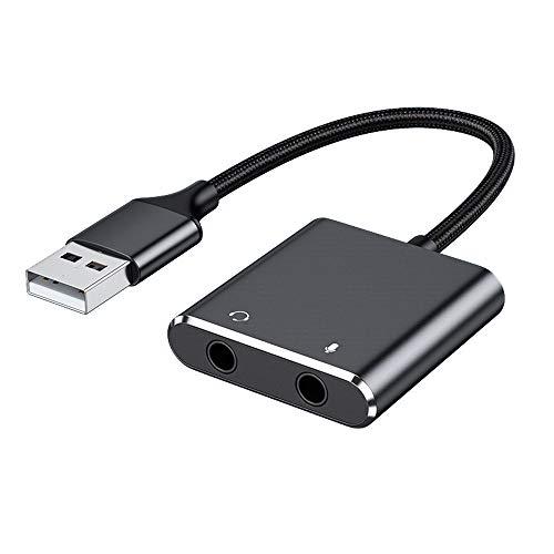 USB 3.5mm オーディオ 変換アダプタ 外付け サウンドカード USBオーディオジャックアダプ...