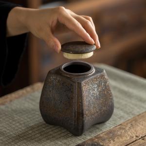 高品質 古錫茶 手作り 茶叶罐 茶葉罐 茶筒  陶磁 茶筒  陶器 茶入 茶入れ 茶心壺 茶道具  ...