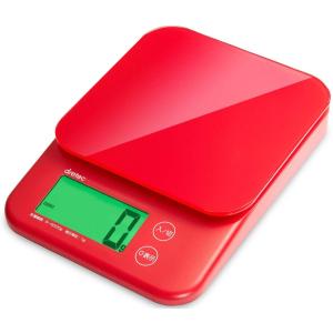 ドリテック KS-513RD (レッド) キッチンスケール デジタル 5kg/1g単位 バックライト 風袋引き 取り外して洗える計量皿 量り 計量 はかり