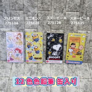 12色　色鉛筆　缶入り　プリンセス　スヌーピー　マーベル　　おしゃれ文具　かわいい