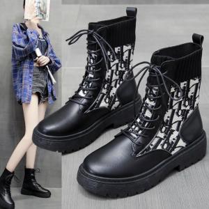 ＼全品売切500円以下／レースアップ ニットブーツ 太ヒール 歩きやすい 痛くない シューズ ショート丈  秋靴 レディース 大きいサイズ