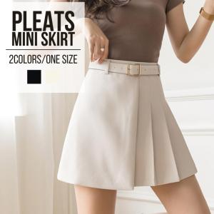 ＼全品売切500円以下／ベルト付 プリーツ ミニスカート