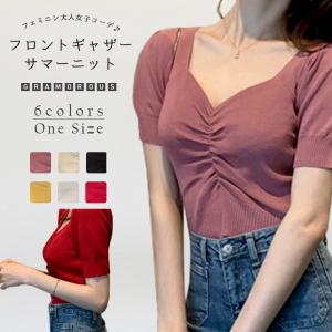 ＼在庫一掃！全品値下げ＆／フロントギャザーニットトップス