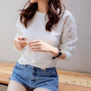 ＼全品売切500円以下／レース ドルマン チュニック 長袖 白Tシャツ レディース トップス 大きいサイズ 体型カバー メール便送無