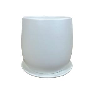 植木鉢 おしゃれ 質感の良いマットホワイトの植木鉢 GP101-130 4号(13cm) 鉢底穴有り 受け皿付き
