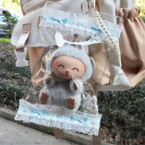 ぬいぐるみ ポーチ 透明 収納バッグ レース付...の詳細画像5