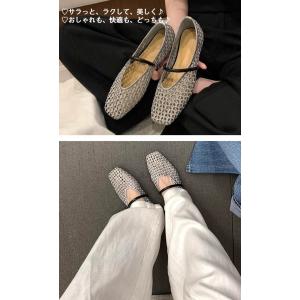 メッシュフラットシューズ 夏 夏用 パンプス ...の詳細画像4