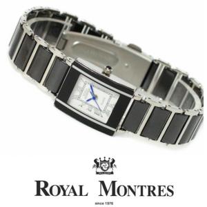 腕時計 セラミック ベルト レディース腕時計 ロイヤルモントレス  rm200l-sbk シルバーライン ブラック×ホワイト 正規品 デザインウォッチ ゴージャス｜shop-k-yu