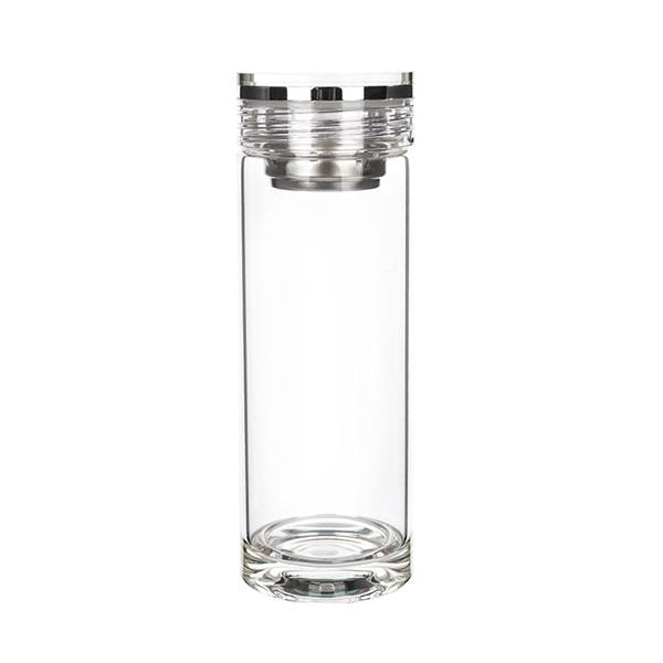 ガラスボトル 500ml 透明 茶漉し付き 水筒 耐冷耐熱 水飲みコップ 水分補給 ウォーターボトル...