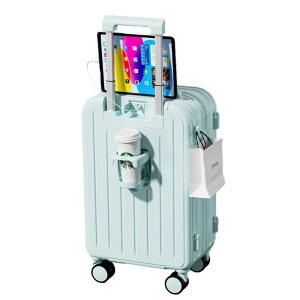 スーツケース 機内持込可 大容量 キャリーケース ボトルホルダー USBポート付き 軽量 人気 おしゃれ 出張スーツケース 360度回転