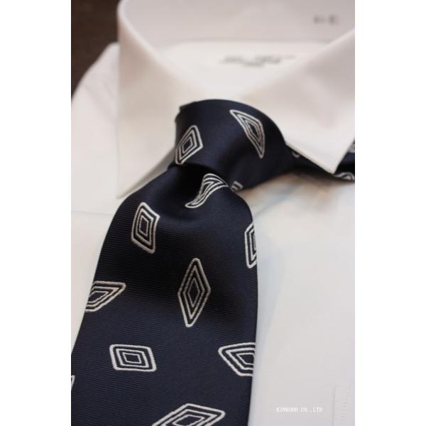 ALBENI 1905 アルベニ1905 イタリア製 ネクタイ シルク100 ネイビー 菱形ダイヤ ...