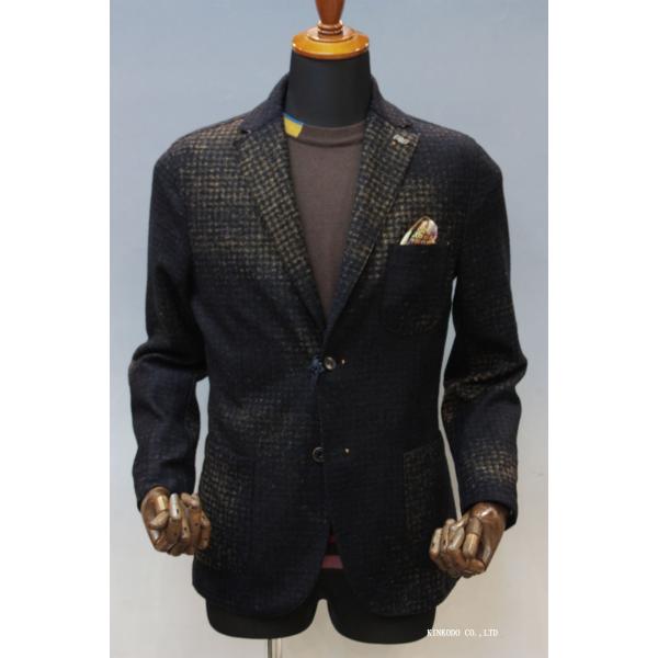 ダークブラウンのチェック系のグラデーションジャケット　BOB・ボブ　イタリー製