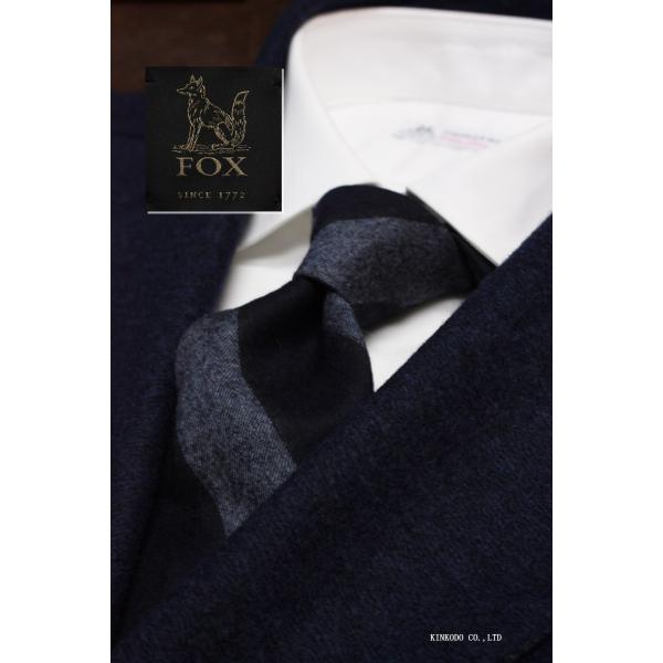 FOX フォックス｜ネイビー×グレー レジメンタル ウールタイ　イタリー製