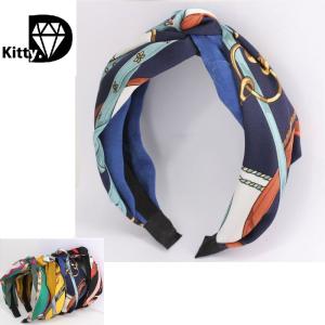 「サテン スカーフ プリント　 カチューシャ　タイプ