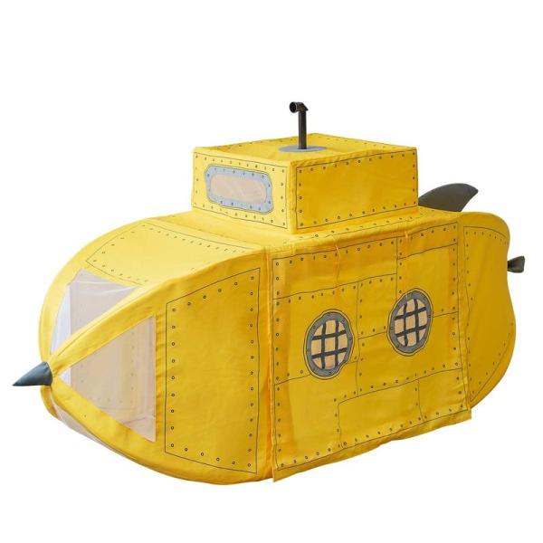 RiZKiZ キッズテント 子供用テント 潜水艦型 イエロー 360度見渡せる潜望鏡 メッシュ窓 ご...
