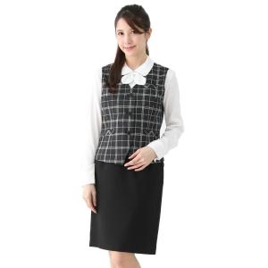 アッドルージュ 事務服 制服 ベストスーツ 上下セット レディース j5080 9号 F：ウィンドペン（黒）｜shop-kt-four