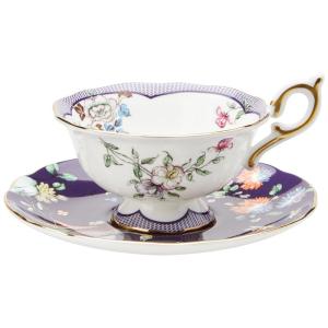 正規輸入品 ウェッジウッド(Wedgwood) ワンダーラスト ミッドナイト クレーン ティーカップ&ソーサー 180ml 結婚祝い プレゼ｜shop-kt-four