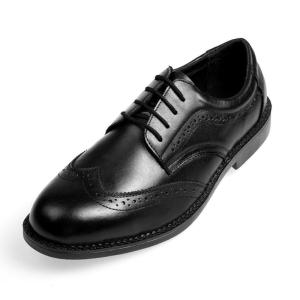 Placck安全 メンズ ビジネスシューズ 防滑 安全靴 作業靴 セーフティーシューズ 本革 革靴 紳士靴 ウィングチップ 25.5cmブラ｜shop-kt-three