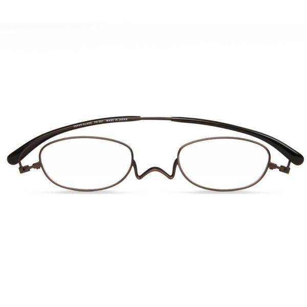 眼鏡 薄型 老眼鏡 ペーパーグラス Nスタ オーバル 201 フラットカラーブラウン 携帯用ケース付...