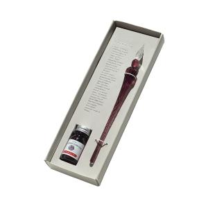 ガラスペン&インクセット エルバン 専用箱入ハンドクラフトつむぎ パープル & ミニインク アンティークブーケ(10ml)セット1670年創｜shop-kt-three