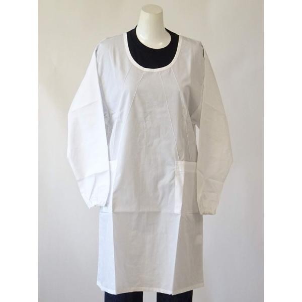 日本 製 老舗 の 定番 洗濯 しても しわになりにくい 白 の かっぽう 着 （ 割烹着 スモック...