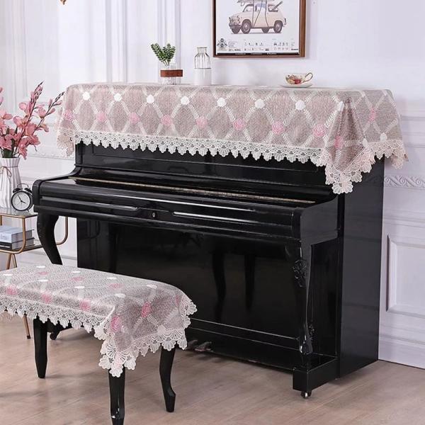 ピアノ・キーボードカバー 標準 直立型 北欧風 バラ柄 ピアノカバー アップライトピアノカバー 椅子...