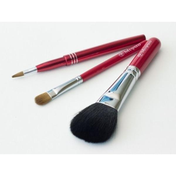 化粧筆 プレゼント 熊野化粧筆 レッドパール3本セット携帯用リップブラシショート軸タイプ