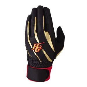 野球用手袋・グローブ ブラック×ゴールド スポーツ用品 HI-GOLD(ハイゴールド) シングルバンド バッティング手袋(両手用) XL(27) YDB-400｜shop-kt-three