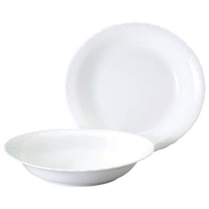 NARUMI(ナルミ) カレー皿 パスタ皿 セット シルキーホワイト 径23cm ホワイト かわいい レリーフ 結婚祝い 2枚セット オーバ｜shop-kt-three