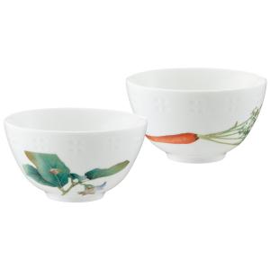 飯碗 金時人参 ・ 加茂茄子 Noritake ノリタケ ( 絵変り ペアセット ) 345cc 京香旬彩 電子レンジ対応 食洗機対応 2個