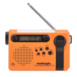 HanRongDa 防災ラジオ 小型 短波/AM/FM/ワイドFM対応 充電式 携帯懐中電灯 120局メモリー デジタル時計とスリープタイマ