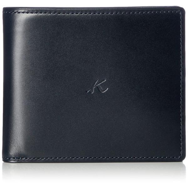キタムラ カーフ 二折財布（札入れ） RH0582 メンズ ダークブルー 紺 10101