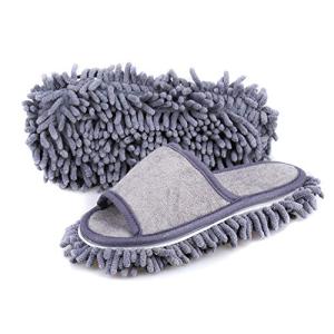 [Onmygogo] 女性用モップスリッパ、レディースマイクロファイバー床掃除スリッパ 柔らかく快適 家のスリッパ (Grey,M)｜shop-kukui