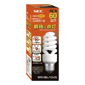 NEC 電球形蛍光ランプ 《コスモボール》 60W形 E26口金 電球色　EFD15EL/12-C5｜shop-kukui