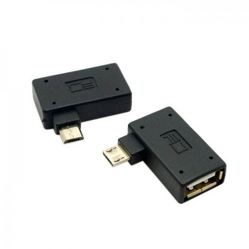 Cablecc 2個90度左&amp;右角度付きMicro USB 2.0 OTGホストアダプタwith U...