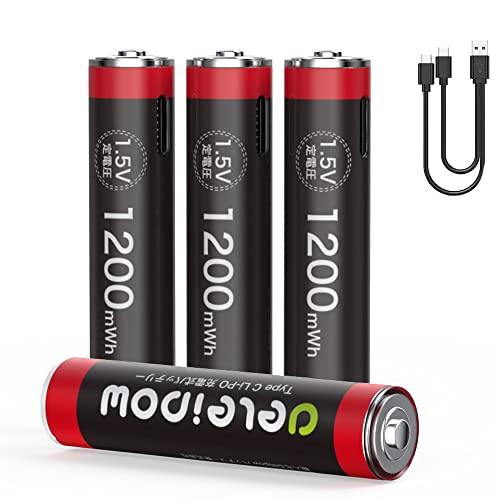 Deleipow 単4形 リチウム電池 単4形充電池 4本セット USB充電式 リチウムポリマー 1...