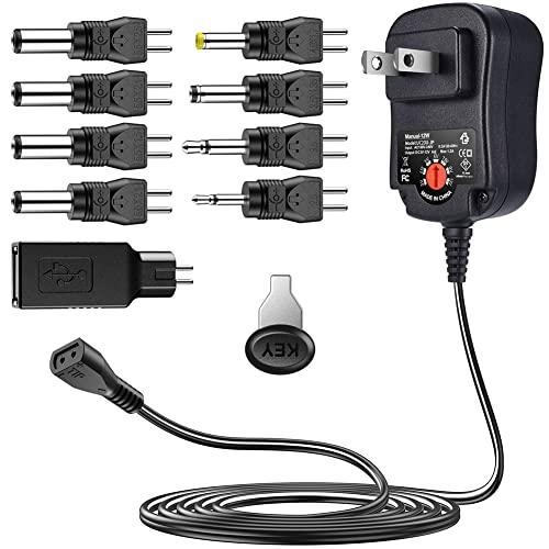 SoulBay 可逆極性 12W汎用ACアダプター マルチ電圧DC電源、 9個のコネクタ付き、 3V...